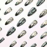 24pcs/Set Halloween Black Forest Press-On Nails