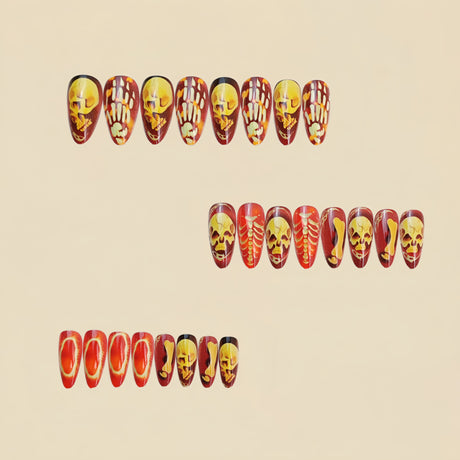 24pcs/Set Halloween Punk Skeleton Press-On Nails