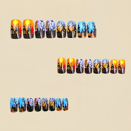 24pcs/Set Halloween Horror Forest Press-On Nails