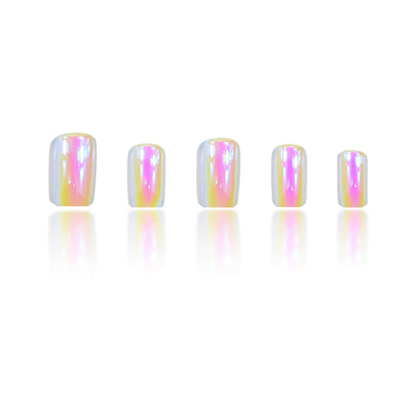 24pcs/Set Light Pink Iridescent Chrome Press-On Nails