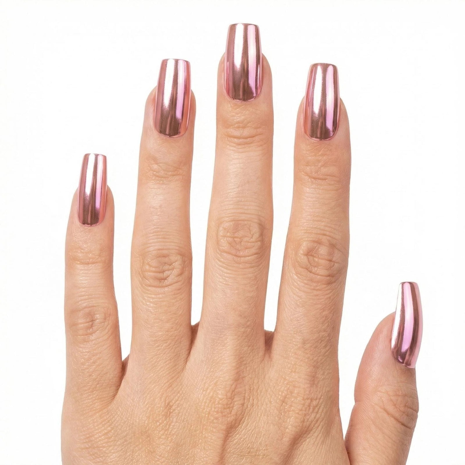 24pcs/Set Light Pink Iridescent Chrome Press-On Nails