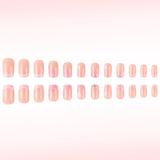 24pcs/Set White Pink Glitter Flowers Press-On Nails