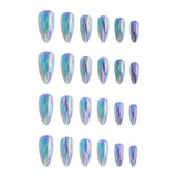 24pcs/Set Blue-Purple Aurora Electroplating Press-On Nails