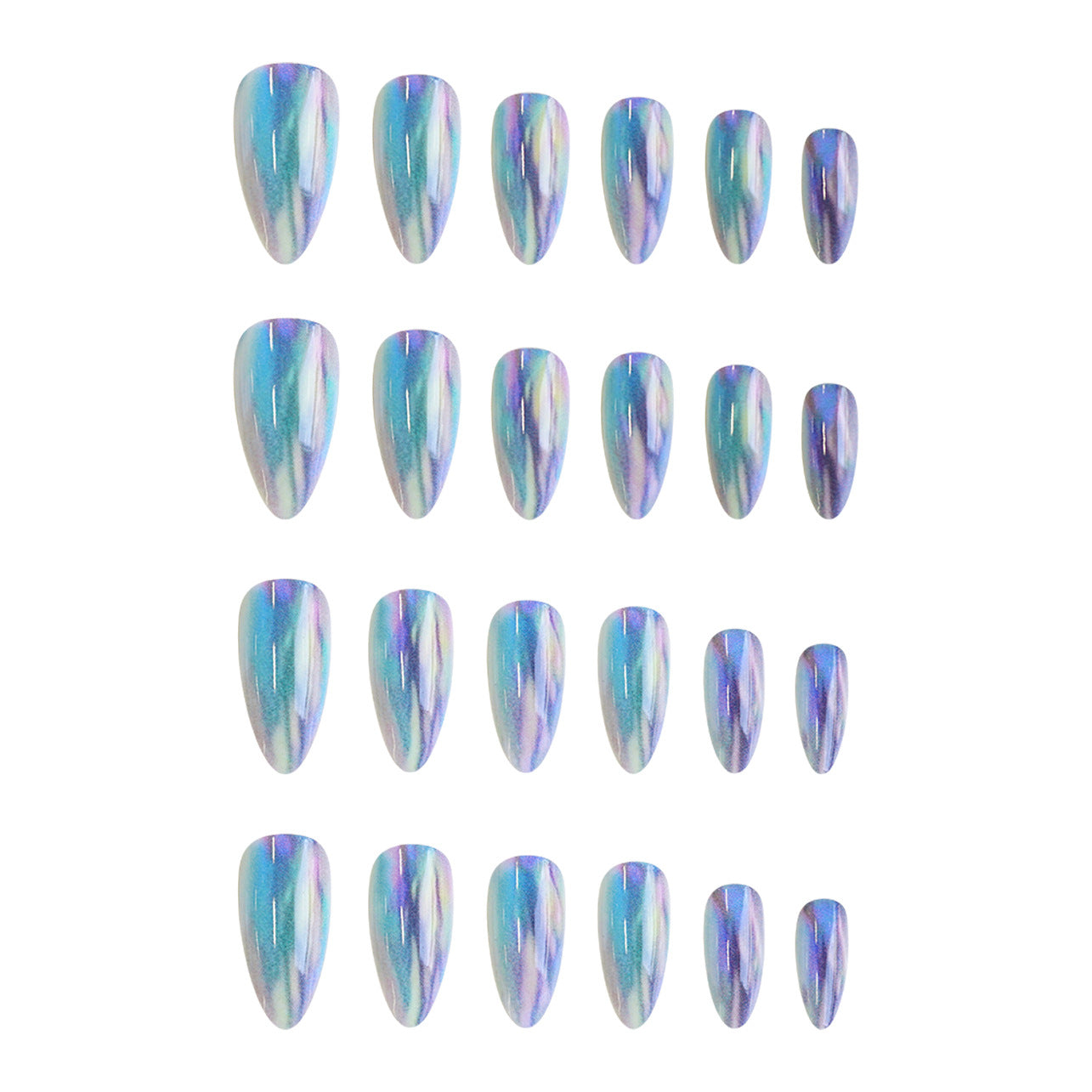 24pcs/Set Blue-Purple Aurora Electroplating Press-On Nails