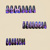 24pcs/Set Purple Flame Stripes Press-On Nails
