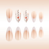 24pcs/Set Floral Gold-Trimmed French Tips Press-On Nails