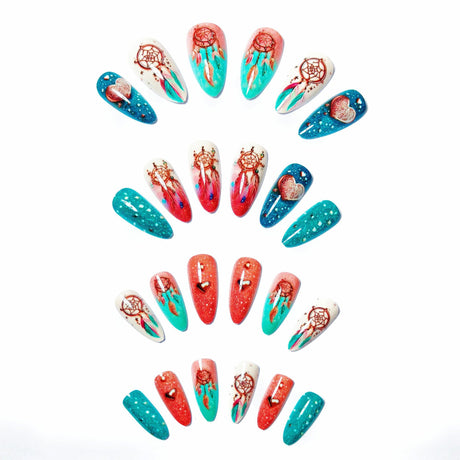 24pcs/Set Dreamcatcher Vintage Bohemian Style Press-On Nails