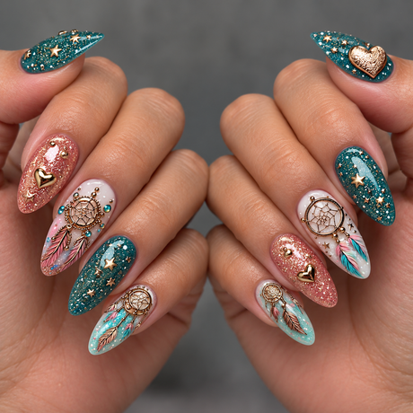 24pcs/Set Dreamcatcher Vintage Bohemian Style Press-On Nails