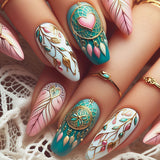 24pcs/Set Dreamcatcher Vine Bohemian Style Press-On Nails