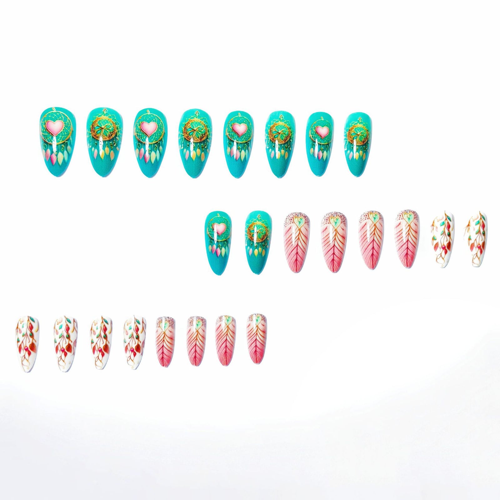 24pcs/Set Dreamcatcher Vine Bohemian Style Press-On Nails