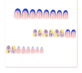 24pcs/Set French Blue Fruit Lemon Press-On Nails