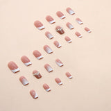 24pcs/Set Glitter With Stacked Rhinestones French Press-On Nails