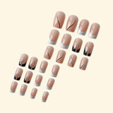 24pcs/Set Black And White French Rhinestone Press-On Nails