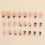24pcs/Set Halloween White Gradient French Black Spider Web Press-On Nails
