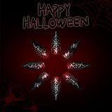 24pcs/Set Halloween Gradient Dark Red Glitter Steel Bead Spider Press-On Nails