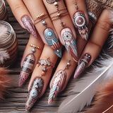 24pcs/Set Dreamcatcher Vine Bohemian Style Press-On Nails