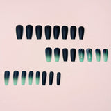 24pcs/Set Green-Black Gradient Glitter Diamond Press-On Nails