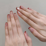 24pcs/Set Red French Cat Eye Press-On Nails