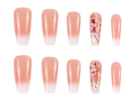 24pcs/Set Floral French Press-On Nails