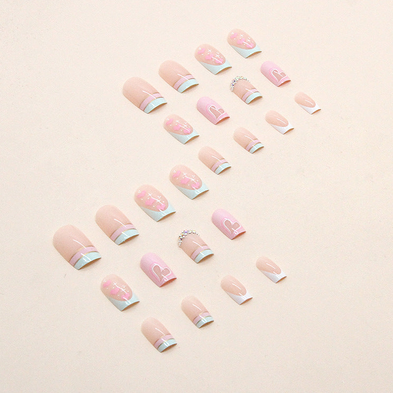 24pcs/Set Heart French Press-On Nails