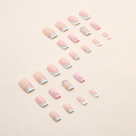24pcs/Set Heart French Press-On Nails