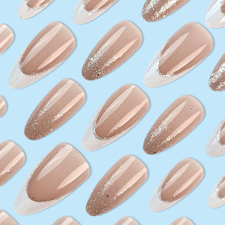 24pcs/Set White Edge French Style Press-On Nails