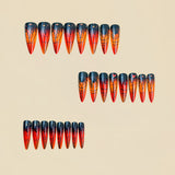 24pcs/Set Halloween Long Spider Web Red Tone Press-On Nails