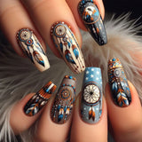 24pcs/Set Colorful Feathers Press-On Nails