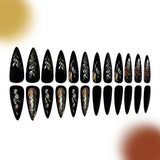 24pcs/Set Matte Embossed Wheat Stalks And Leaves Press-On Nails