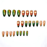 24pcs/Set Heart Feather Bohemian Style Press-On Nails