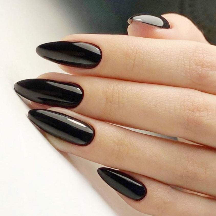 24pcs/Set Classic Black Almond Press-On Nails