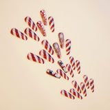 24pcs/Set Christmas Snowflake Snowman Red & White Stripes Press-On Nails