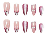 24pcs/Set Pink Purple Cat Eye Fantasy Diamond Decor Press-On Nails