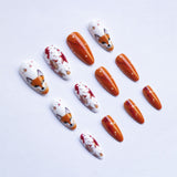 24pcs/Set Adorable Fox with Maple Leaves Press-On Nails