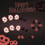 24pcs/Set Short Halloween Cute Orange Pumpkin Stripes Press On Toe Nails