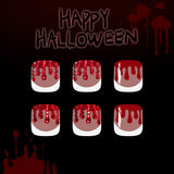 24pcs/Set Short Halloween Spiderweb Blooddrop Dark Red Diamond Press On Toe Nails
