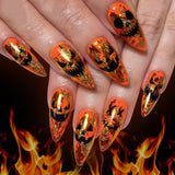 24pcs/Set Halloween Pumpkin Demon Face Press-On Nails