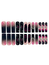 48pcs/Set Halloween Ghostly Crushed Diamond Spider Gradient Hand&Toe Press On Nails