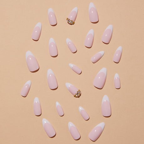 24pcs/Set White French Almond Press-On Nails