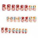 24pcs/Set Colorful Floral Blooms Press-On Nails