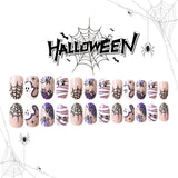 24pcs/Set Purple Halloween Pack-Pumpkin Ghost Mummy Press-On Nails