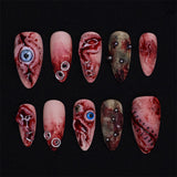 30pcs/Set Halloween 3D Bloodstain & Eyeball Design Press-On Nails