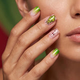 24pcs/Set Christmas Short Square Cartoon Green Monster Green Gradient Press-On Nails