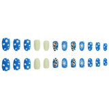 24pcs/Set Short Oval Christmas Cartoon Snowman & Snowflake Press-On Nails