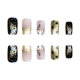 24pcs/Set Christmas Snowflake Black Star Snowman Short Press-On Nails