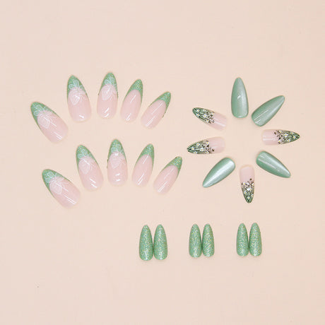 24pcs/Set French Cat Eye Floral & Butterfly Press-On Nails