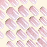 24pcs/Set Glitter Gold Trim French Press-On Nails