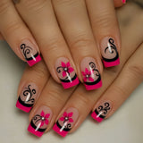 24pcs/Set Pink Plant Flowers Press-On Nails