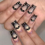 24pcs/Set Nude French Black Ombre Bat Halloween Press-On Nails