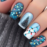 24pcs/Set Snowflake Light Christmas Tree Press-On Nails